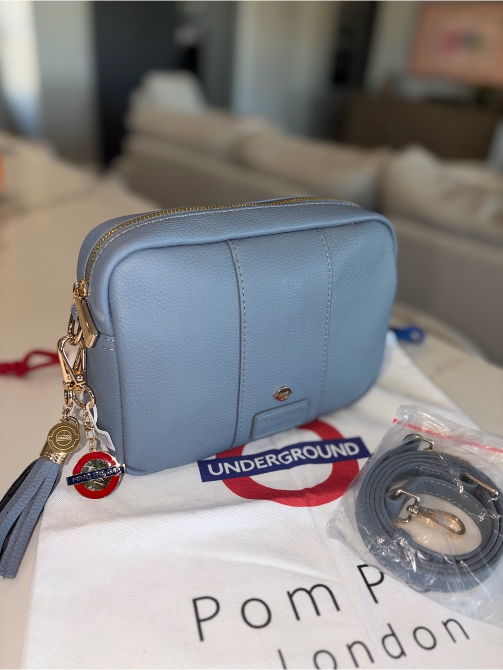 Pom Pom London Limited Edition TFL Jubilee Line grey City crossbody bag purse